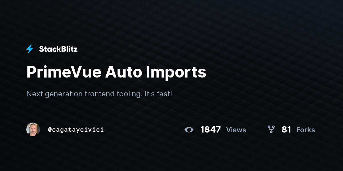 PrimeVue Auto Imports - StackBlitz