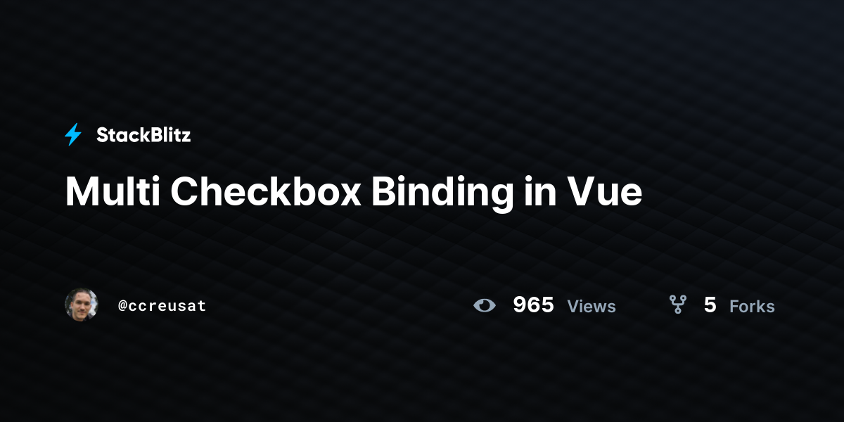 Multi Checkbox Binding in Vue - StackBlitz