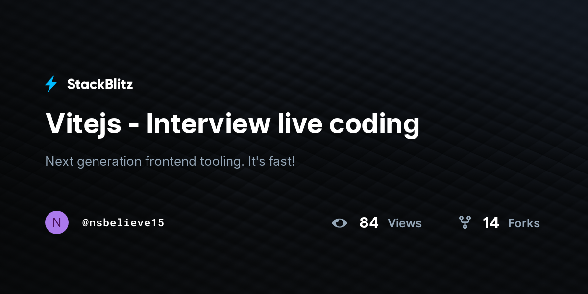 Vitejs - Interview live coding - StackBlitz