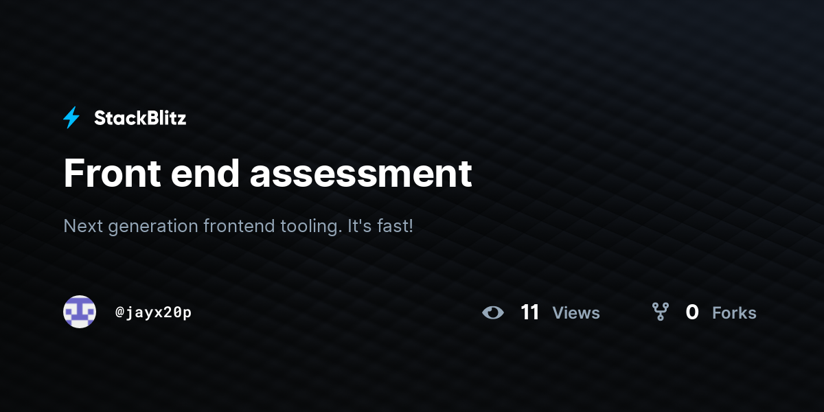 Front end assessment - StackBlitz