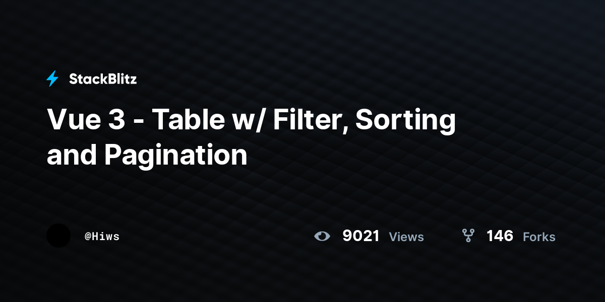 Vue 3 Table w/ Filter, Sorting and Pagination StackBlitz