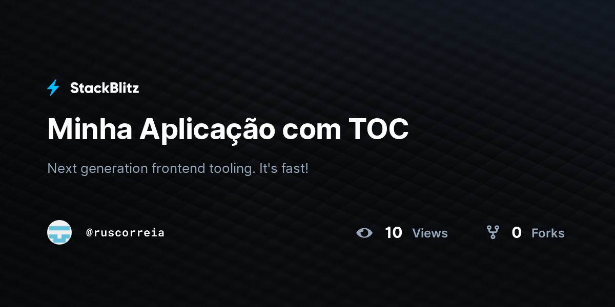 Minha Aplicação com TOC - StackBlitz