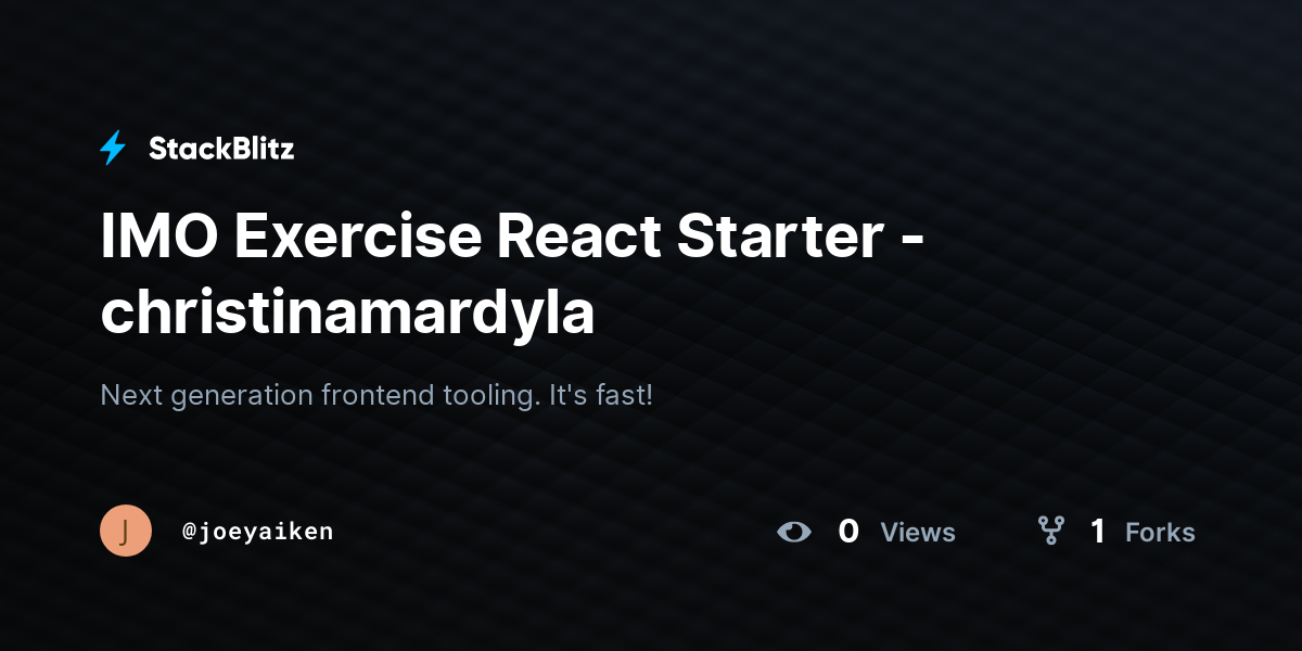 IMO Exercise React Starter - christinamardyla - StackBlitz