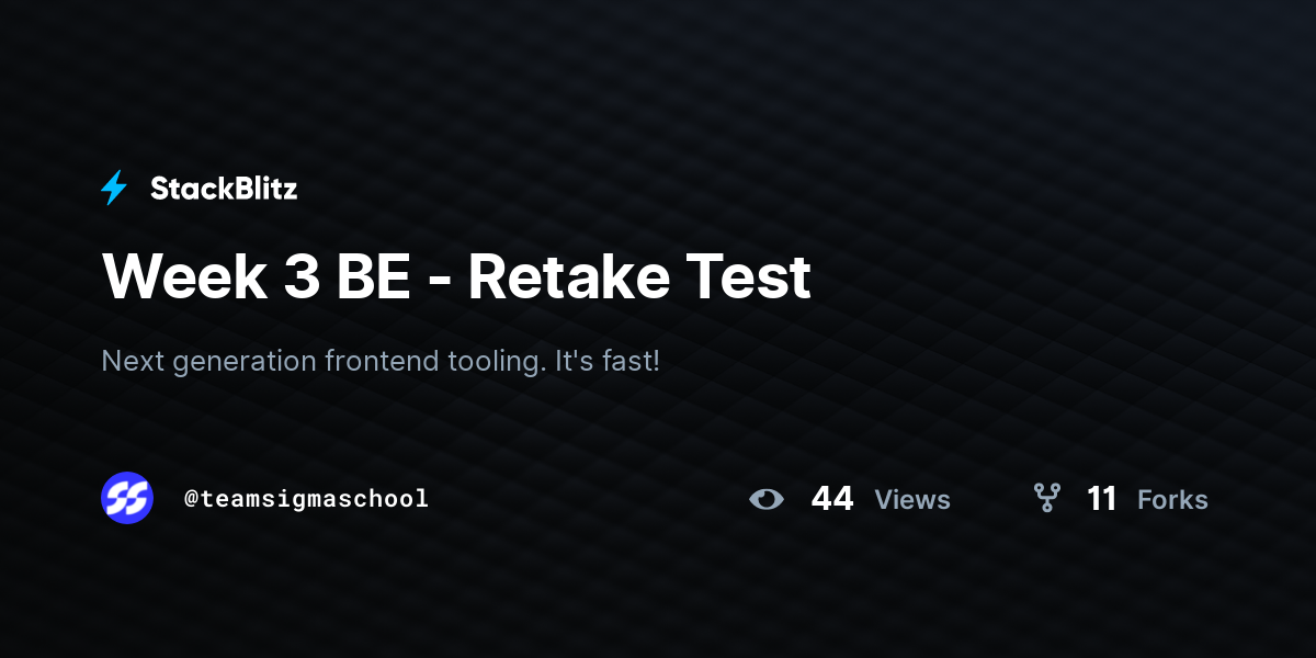 Week 3 BE - Retake Test - StackBlitz