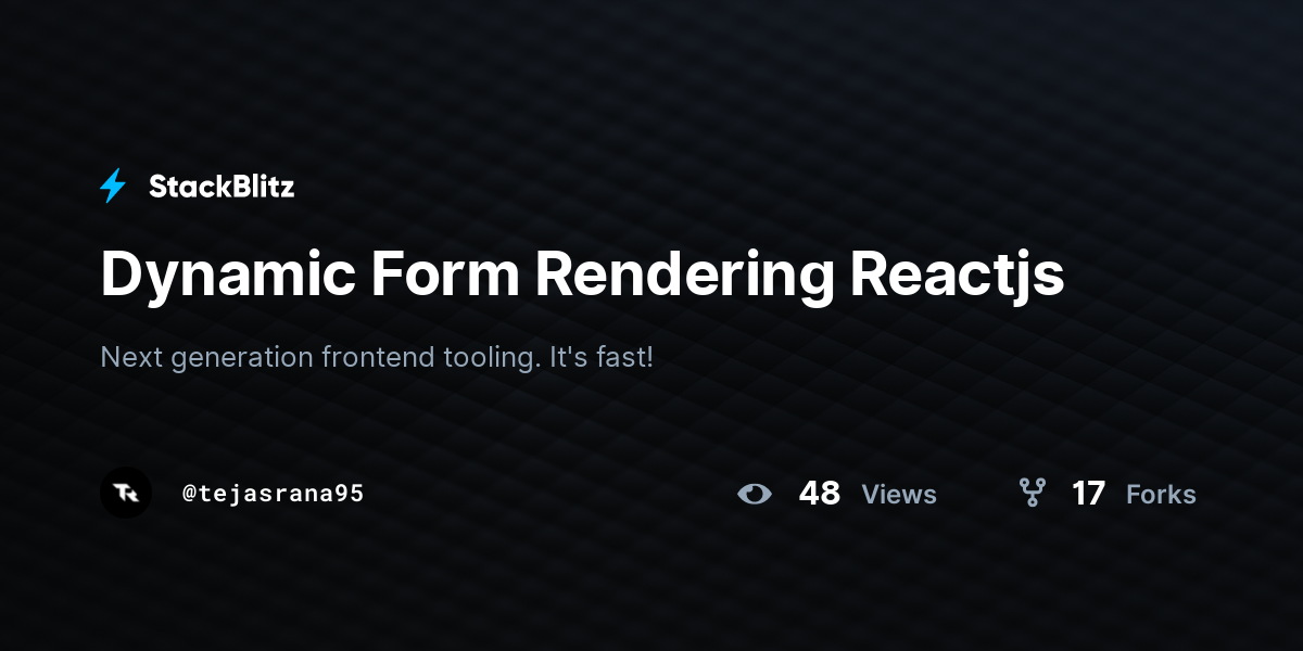 Dynamic Form Rendering Reactjs - StackBlitz