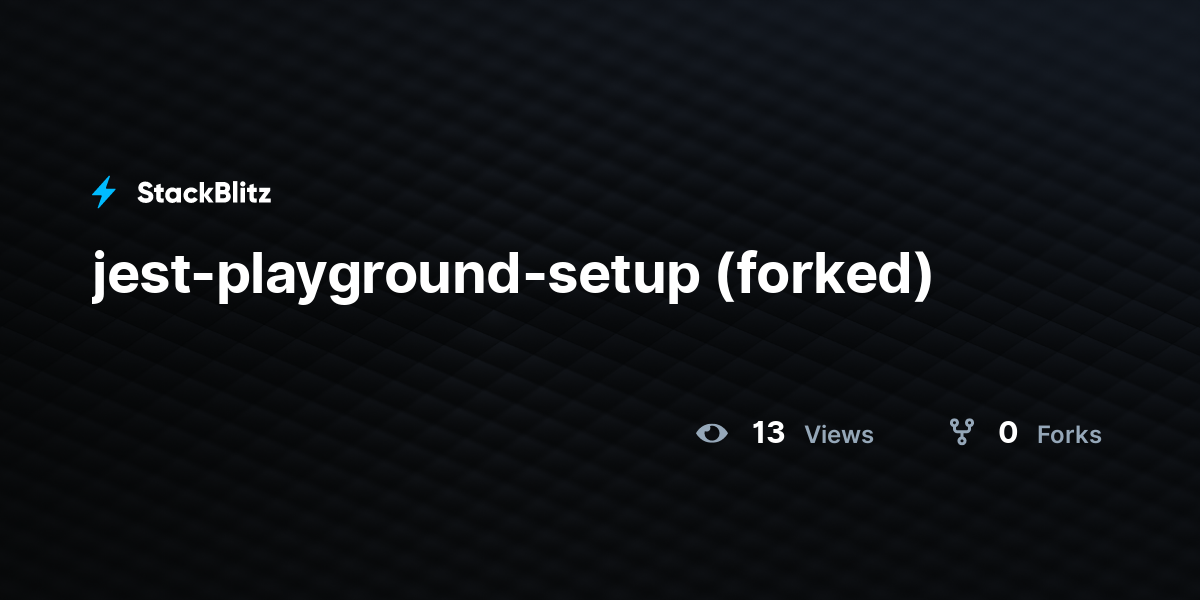 jest-playground-setup (forked) - StackBlitz