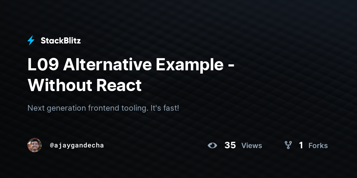 L09 Alternative Example - Without React - StackBlitz