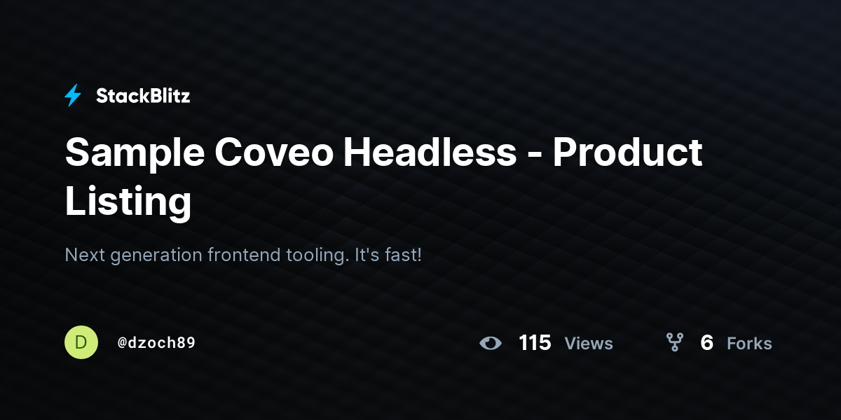 Sample Coveo Headless - Product Listing - StackBlitz