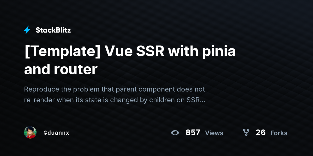 [Template] Vue SSR with pinia and router - StackBlitz