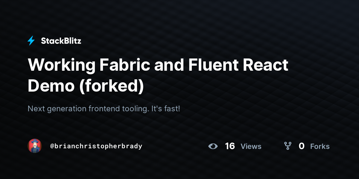 Working Fabric and Fluent React Demo (forked) - StackBlitz