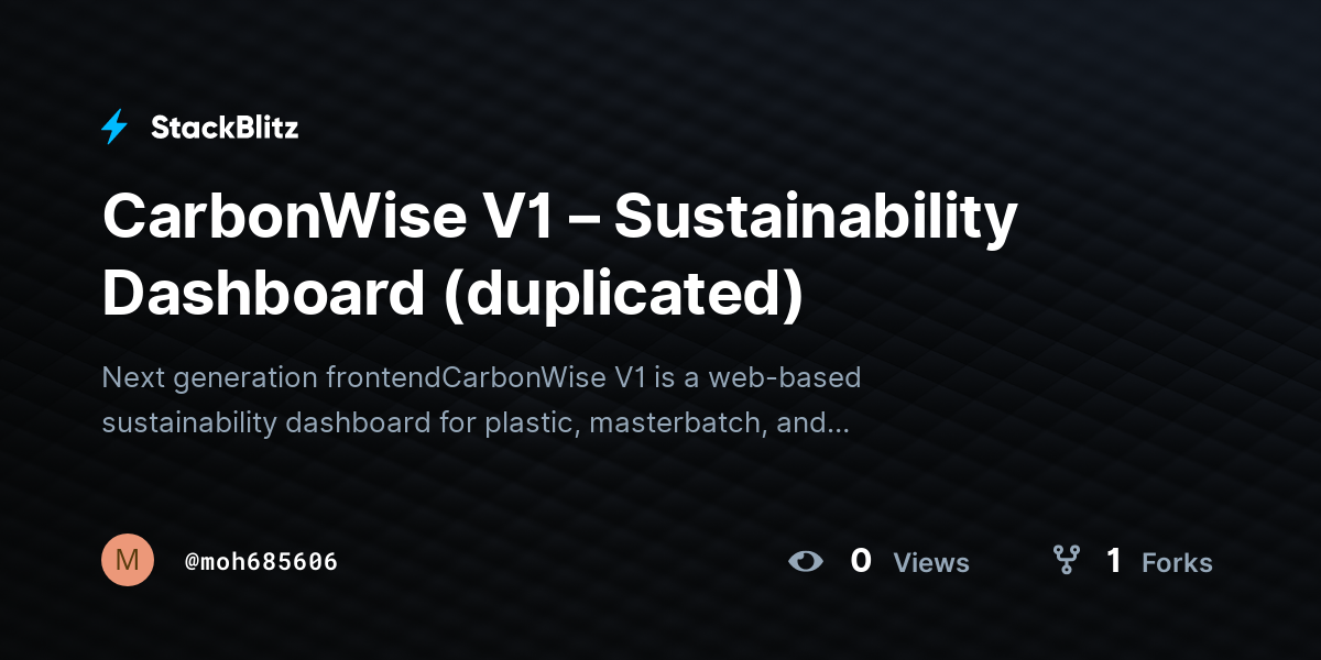 CarbonWise V1 – Sustainability Dashboard (duplicated) - StackBlitz