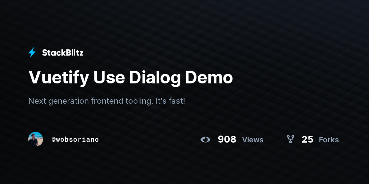 Vuetify Use Dialog Demo - StackBlitz