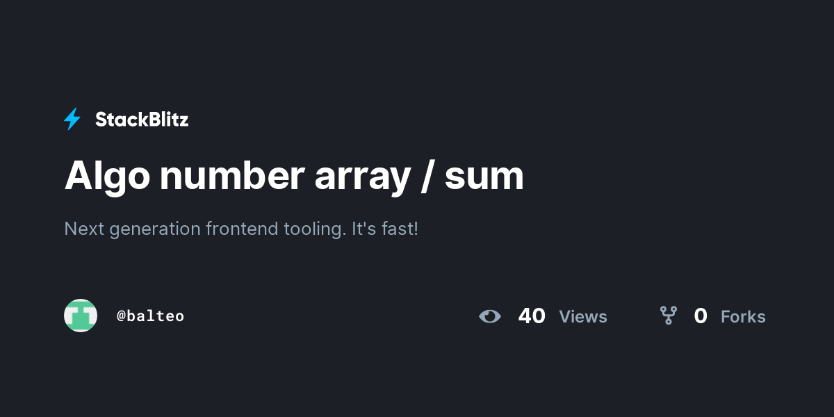 Algo number array / sum - StackBlitz