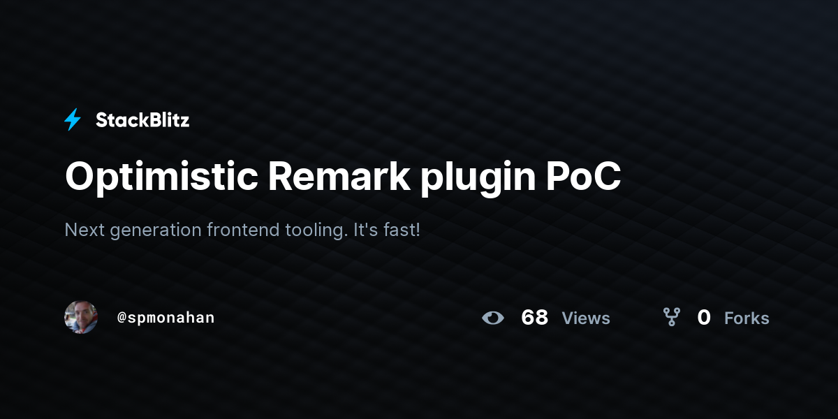 Optimistic Remark plugin PoC - StackBlitz