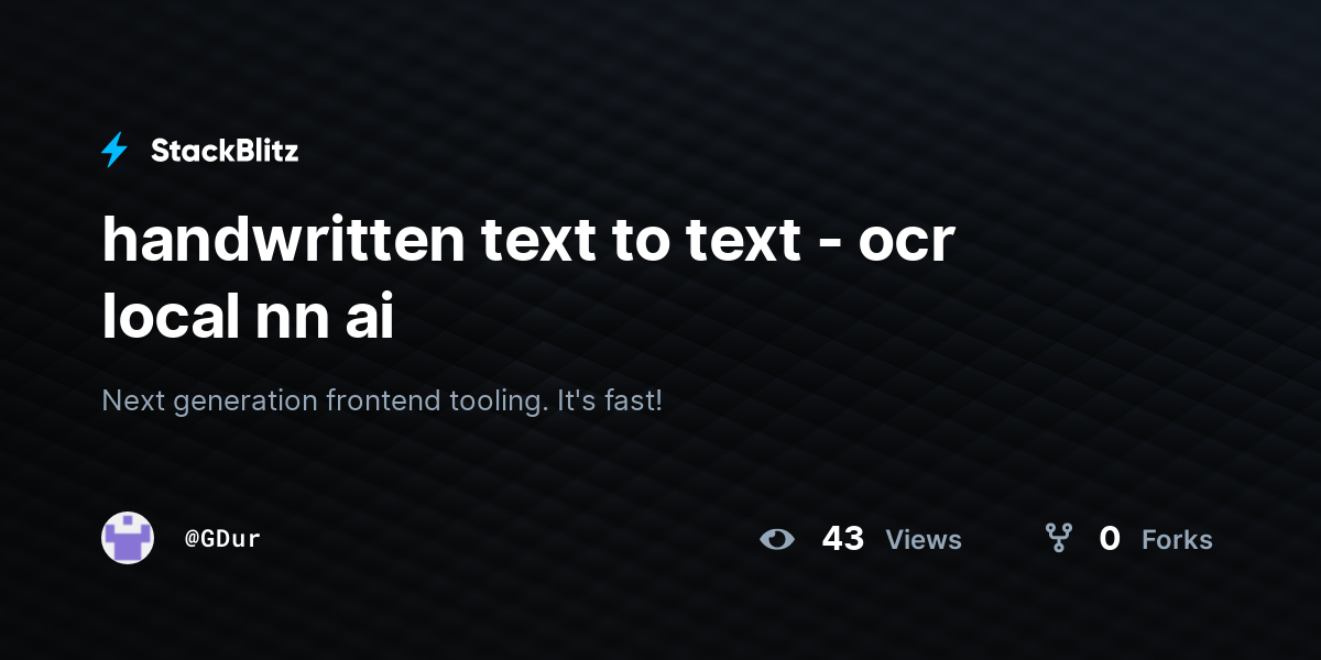 Handwritten text to text ocr local nn ai stackblitz