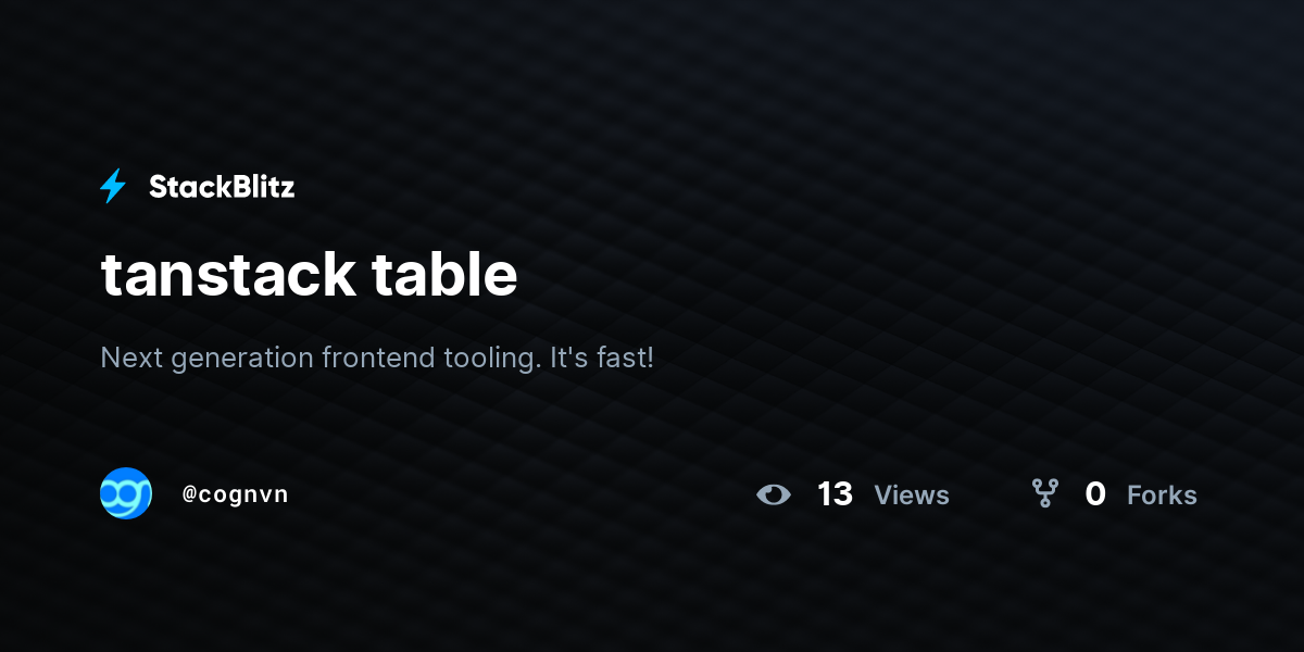 tanstack table - StackBlitz
