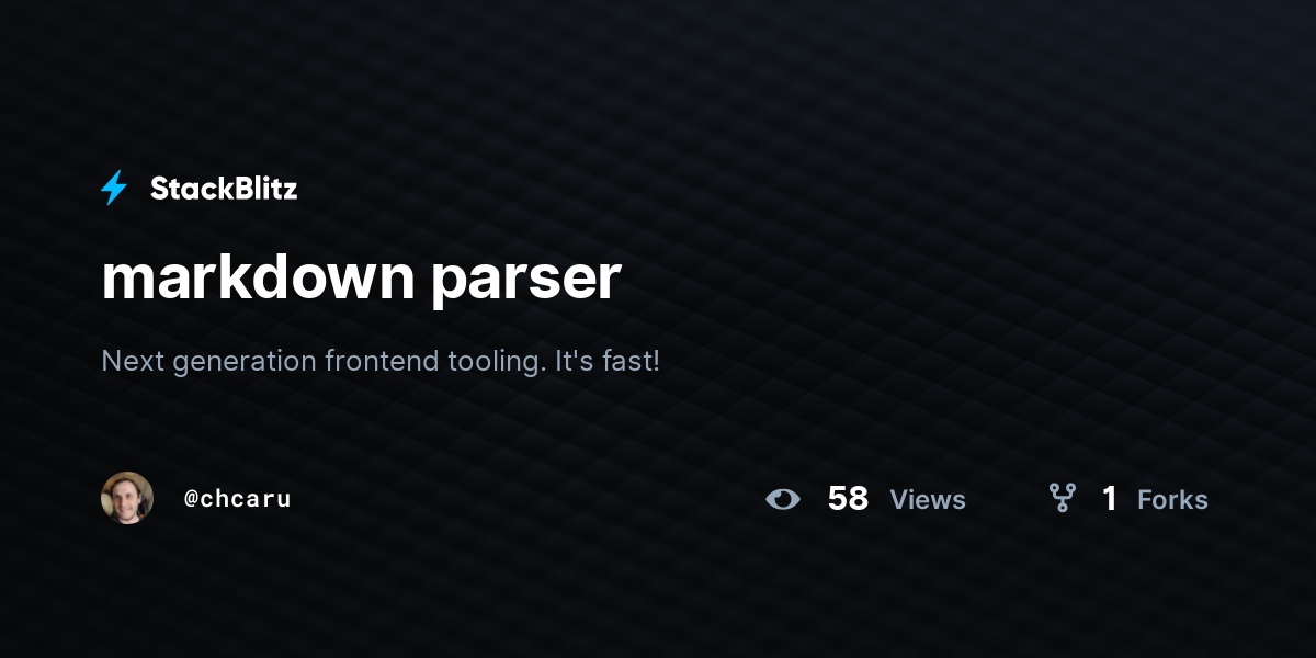markdown parser - StackBlitz
