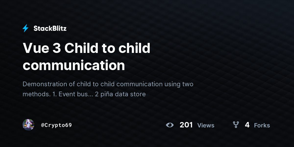 Vue 3 Child to child communication - StackBlitz