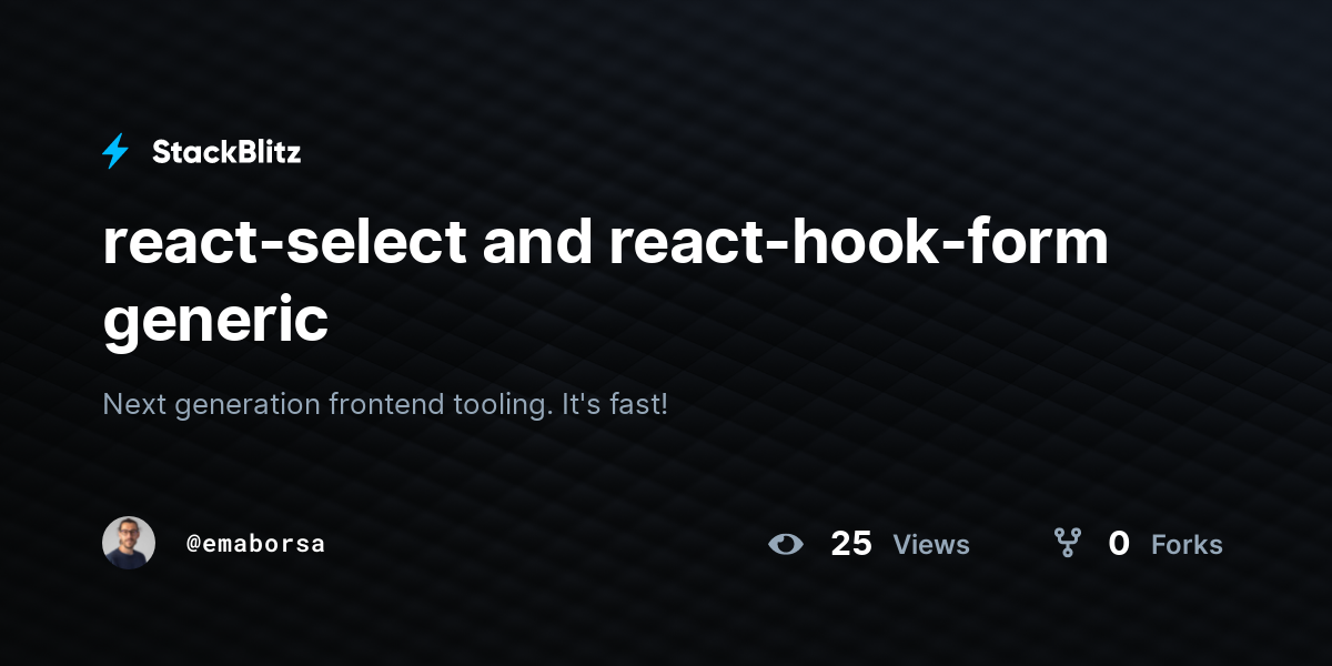 React select and react hook form generic stackblitz