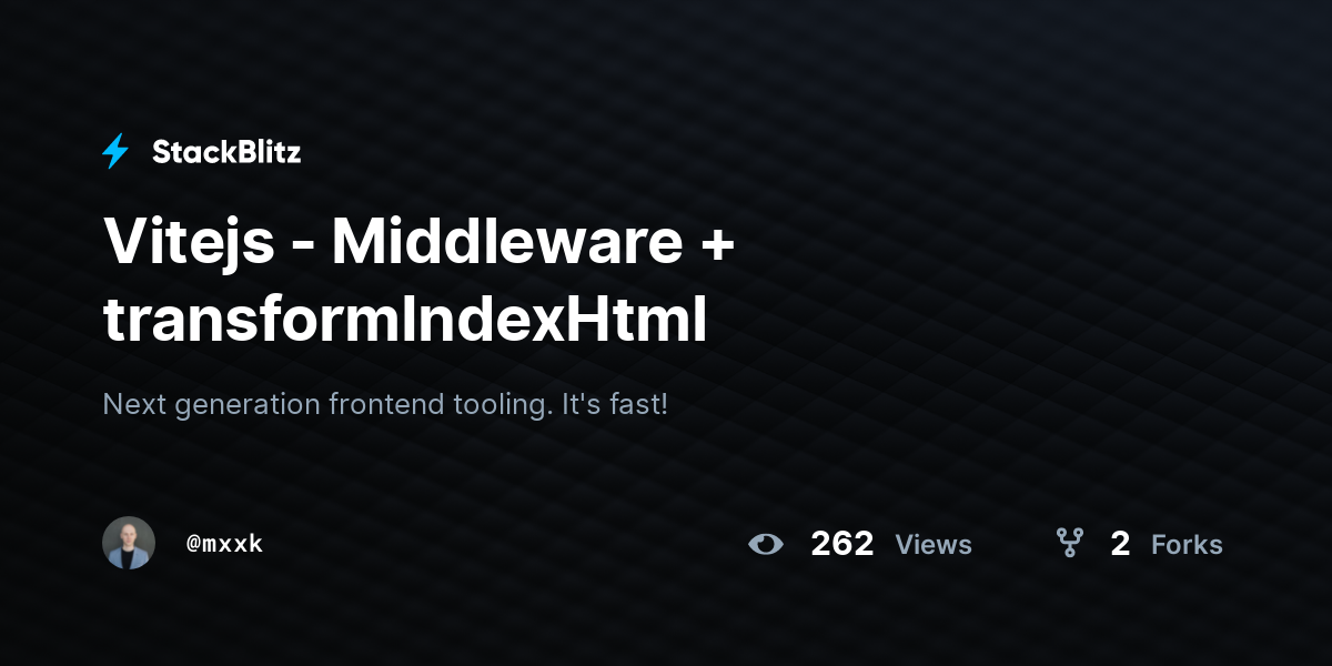 Vitejs - Middleware + transformIndexHtml - StackBlitz