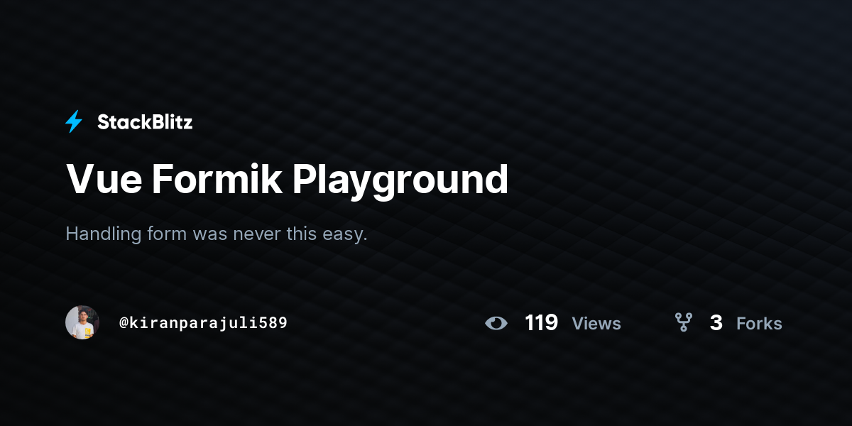 Vue Formik Playground - StackBlitz