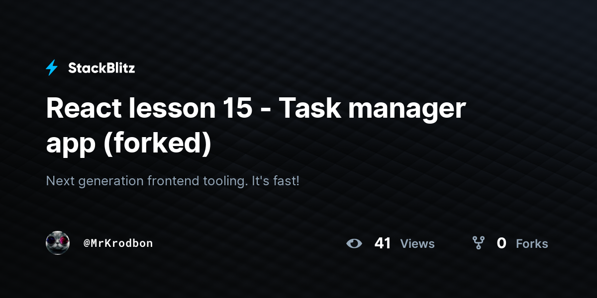 React lesson 15 - Task manager app (forked) - StackBlitz