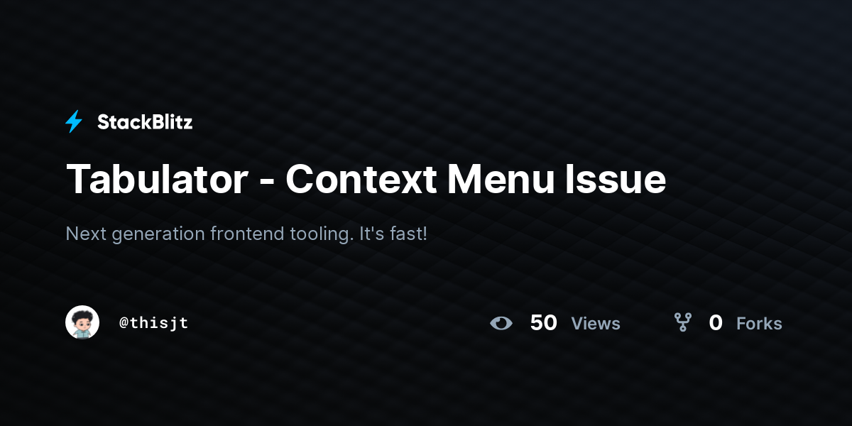 Tabulator - Context Menu Issue - StackBlitz