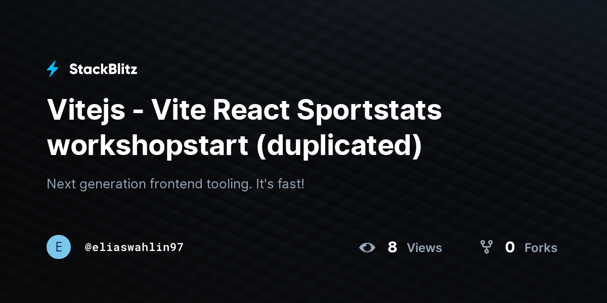 Vitejs - Vite React Sportstats workshopstart (duplicated) - StackBlitz