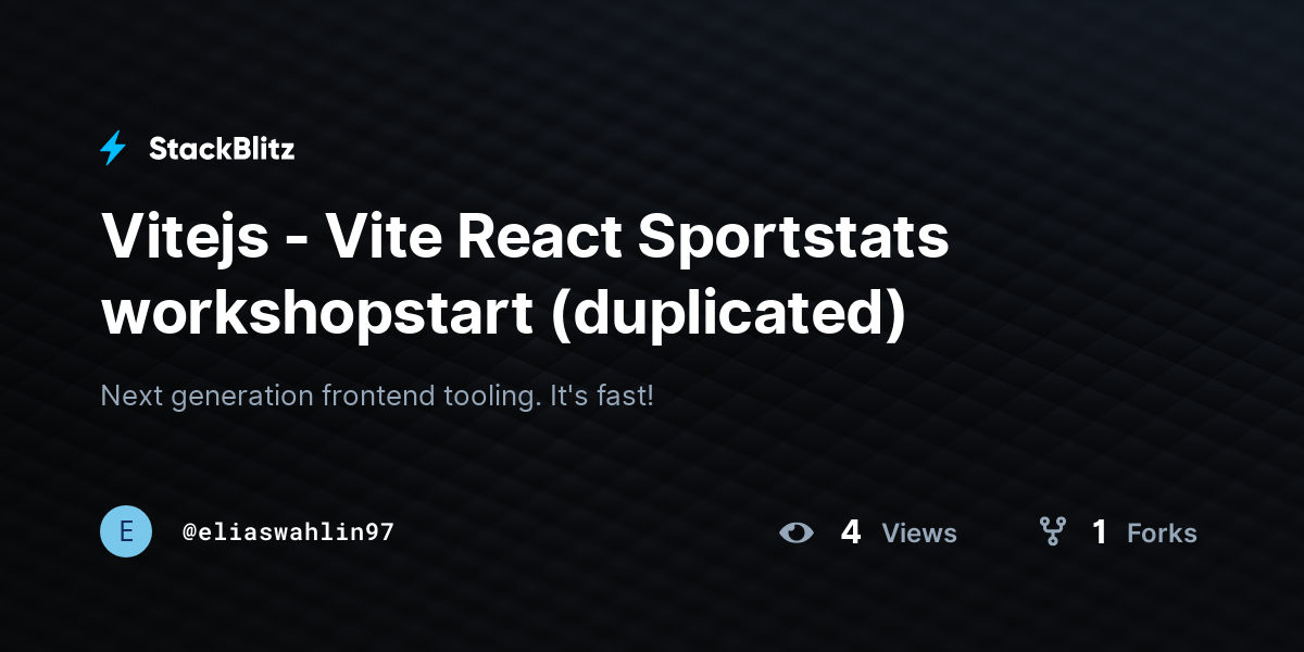 Vitejs - Vite React Sportstats workshopstart (duplicated) - StackBlitz