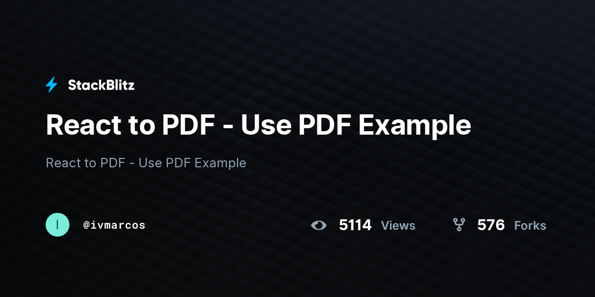 React to PDF - Use PDF Example - StackBlitz