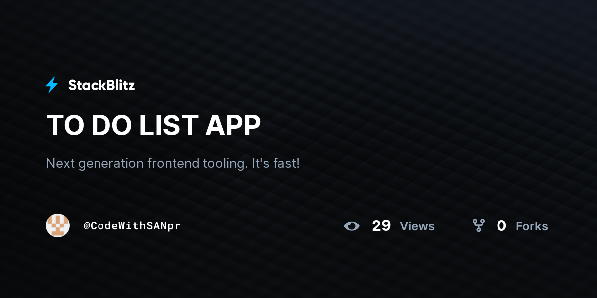 TO DO LIST APP - StackBlitz