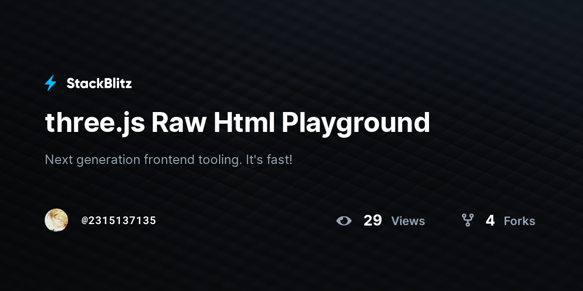 three.js Raw Html Playground - StackBlitz