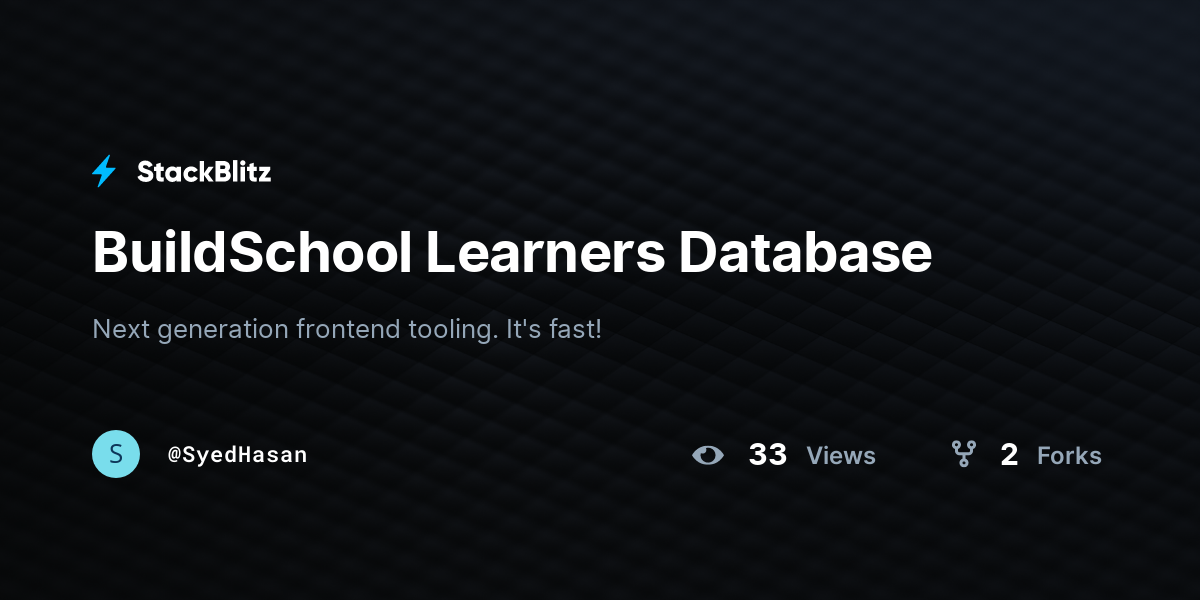 BuildSchool Learners Database - StackBlitz