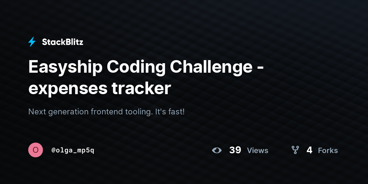 Easyship Coding Challenge - expenses tracker - StackBlitz