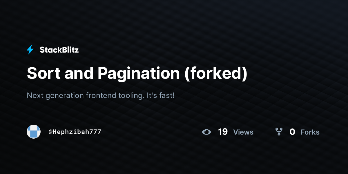 Sort and Pagination (forked) - StackBlitz