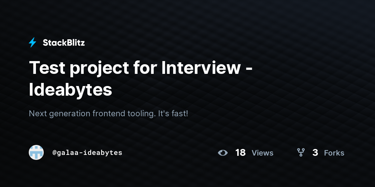 Test project for Interview - Ideabytes - StackBlitz