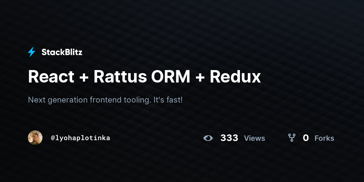 React + Rattus ORM + Redux - StackBlitz