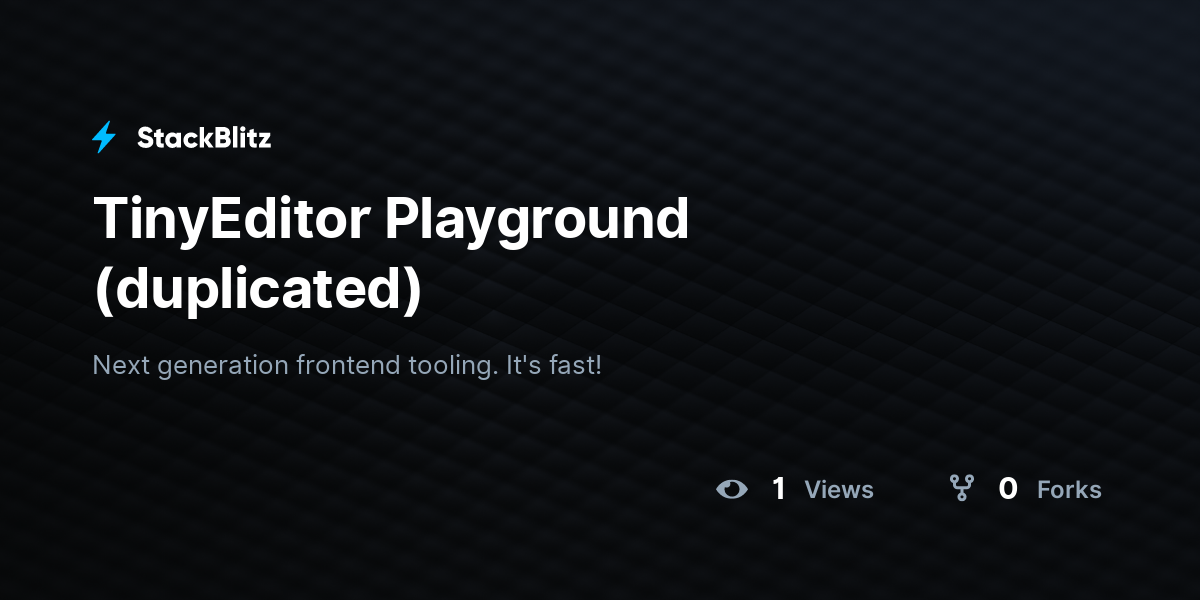 TinyEditor Playground (duplicated) - StackBlitz