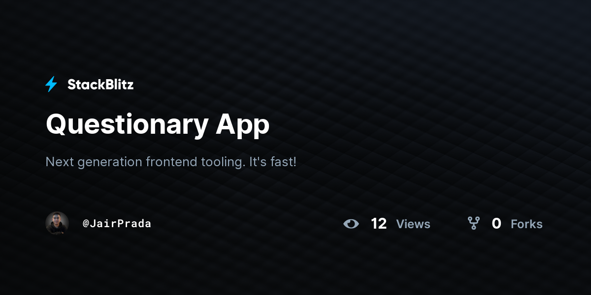 Questionary App - StackBlitz
