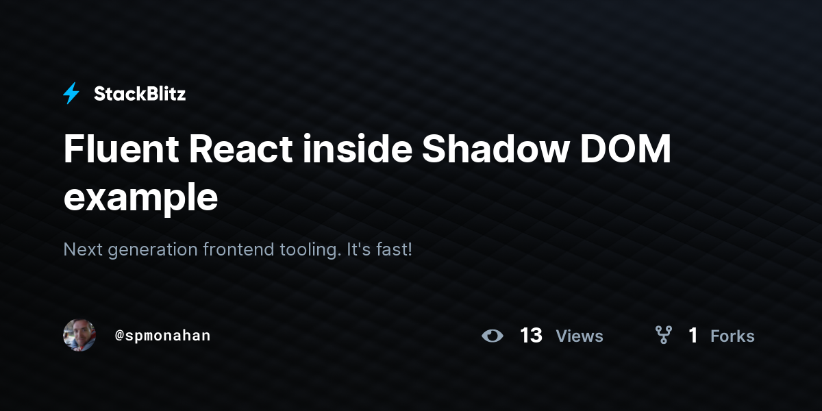Fluent React inside Shadow DOM example - StackBlitz