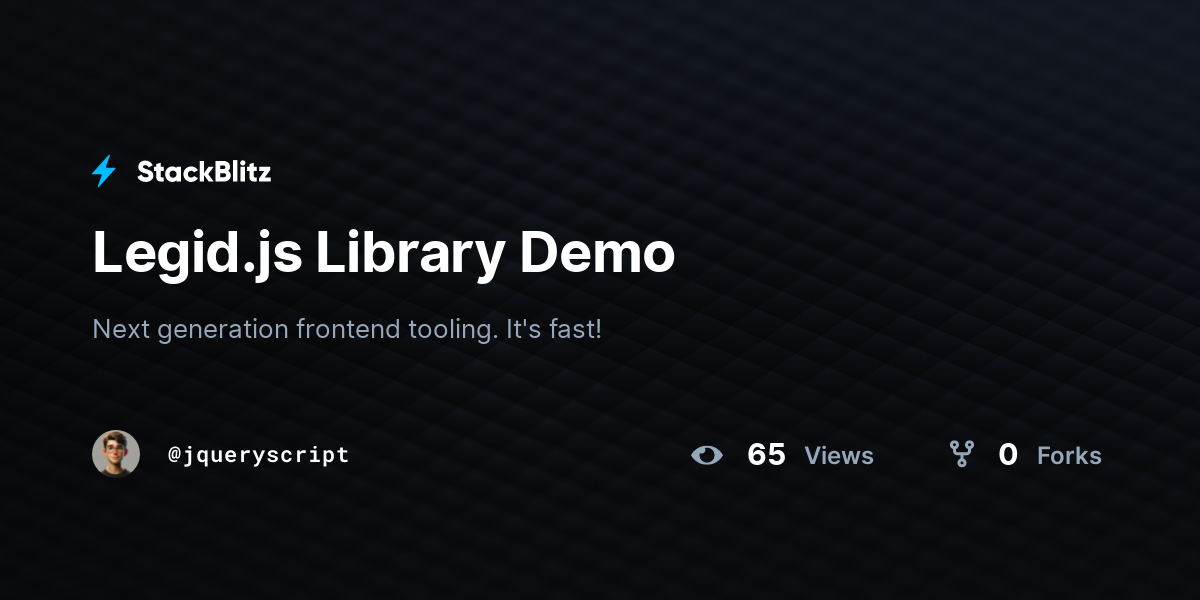 Legid.js Library Demo - StackBlitz
