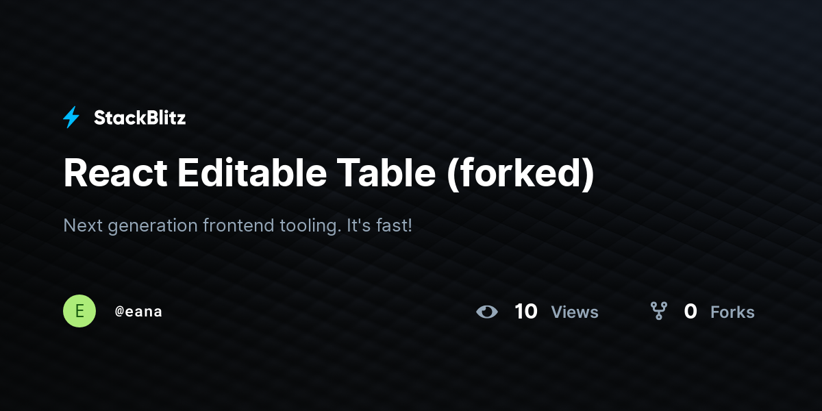 React Editable Table (forked) - StackBlitz