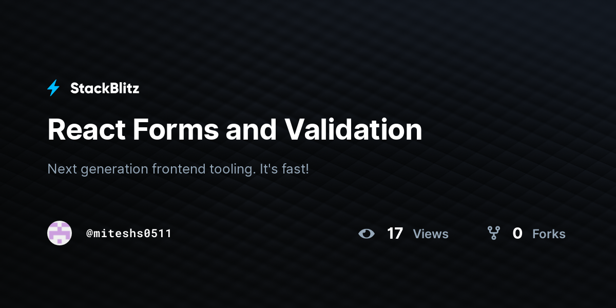 React Forms and Validation - StackBlitz
