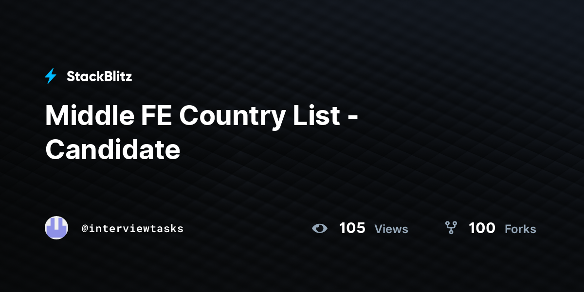 Middle FE Country List - Candidate - StackBlitz