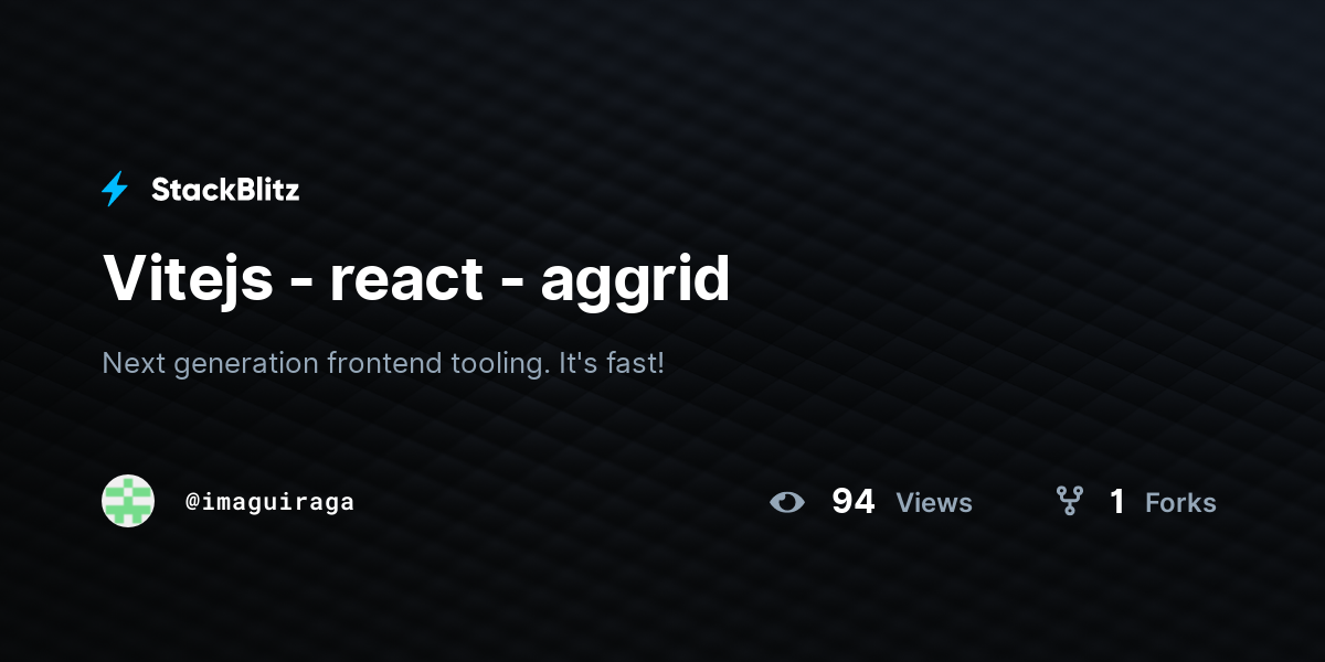 Vitejs - react - aggrid - StackBlitz