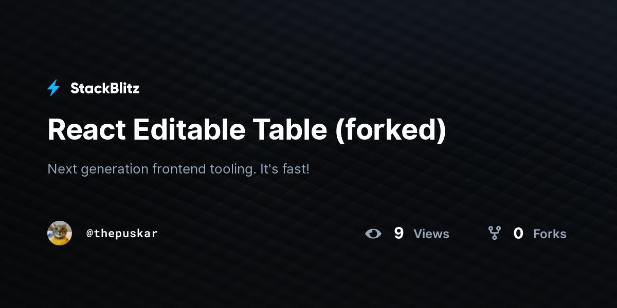 React Editable Table (forked) - StackBlitz