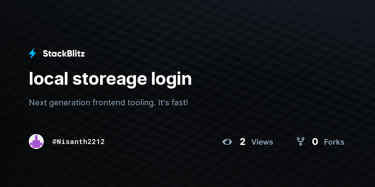 local storeage login - StackBlitz