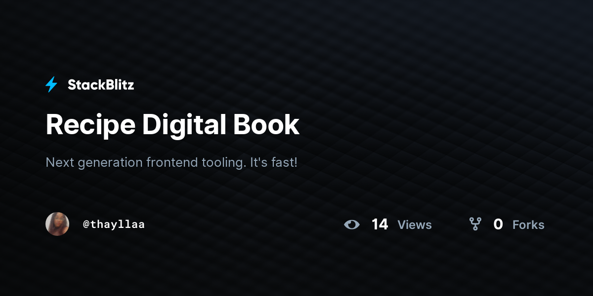 Recipe Digital Book StackBlitz