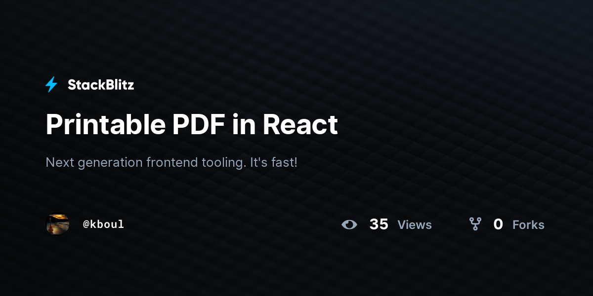 Printable PDF in React - StackBlitz