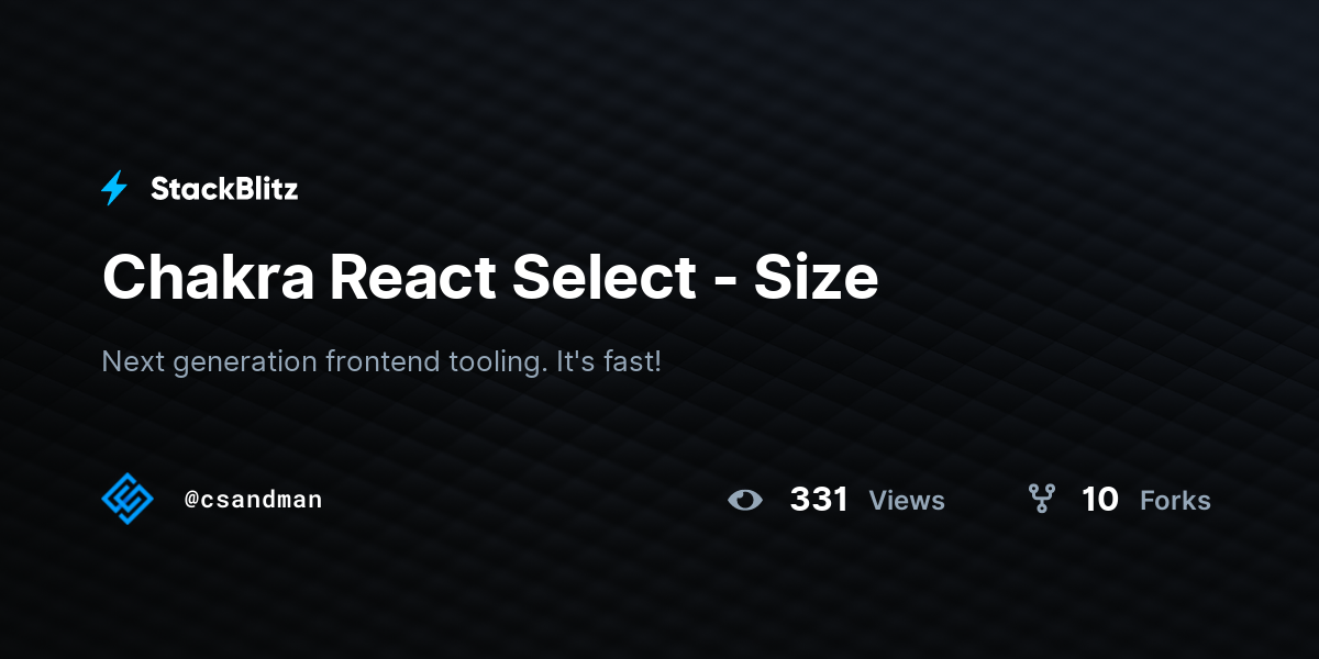 Chakra React Select - Size - StackBlitz